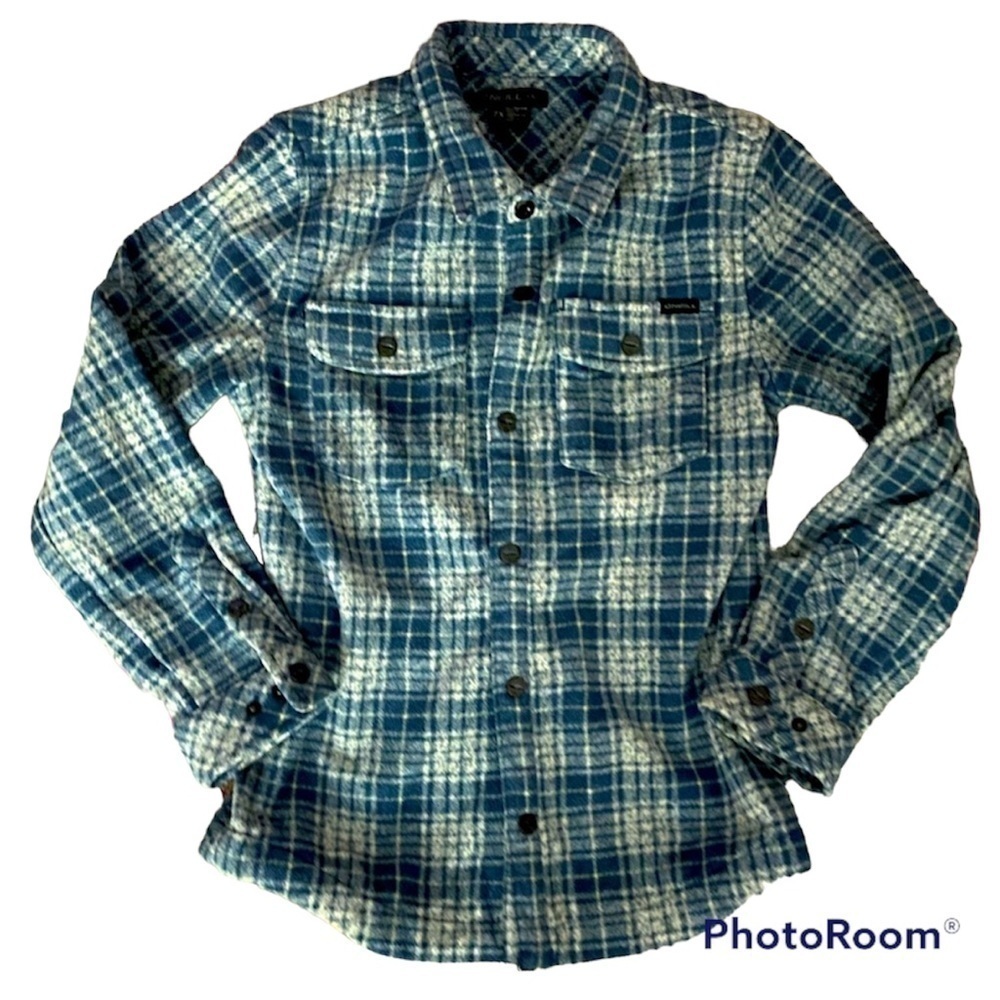 O'neill Flannel Plaid Blue Long Sleeve Shirt Size 7x